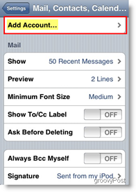Apple iPhone and iPod Touch Add Mail Account